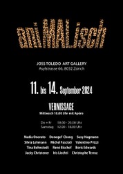 Ausstellung vom Verein Salz in der Suppe mit dem Titel animalisch bei Joss Toledo Art Gallery beim Römerhof in Zürich.